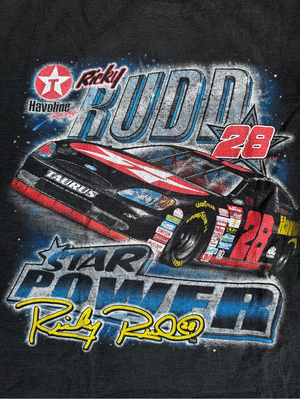 Chase Authentics Black Racing Tee with Red, Blue & Yellow Accents